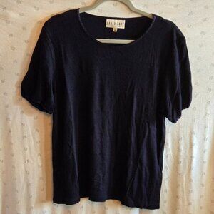 Vintage David Dart Collection Women's Navy Ribbed Short Sleeve Top Size Medium